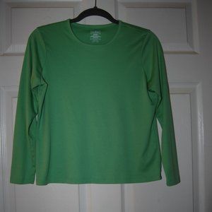LL Bean L/S Cotton Tee Green Small Petite